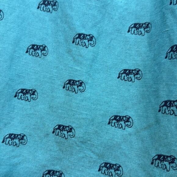 Women's LOFT Outlet‎ Midi Blue Green Elephant Linen Blend Skirt Size S/P Small P - Picture 2 of 8